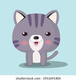 Cute Cartoon Cat, Vektorgrafik mit Cartoon Style Funny Animal styliert für Firmenmarken, Heimtiergeschäft, Tierwebsite