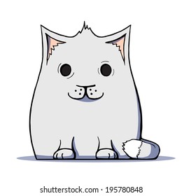 Cute cartoon cat. Vector illustration. Isolated on white