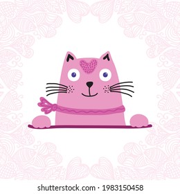 Cute cartoon cat. Vector illustration