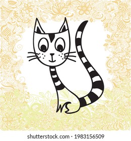 Cute cartoon cat. Vector illustration