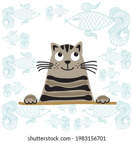 Cute cartoon cat. Vector illustration