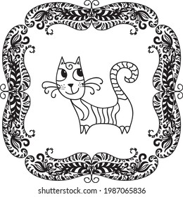 Cute cartoon cat. Vector illustration