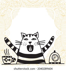 Cute cartoon cat. Vector illustration