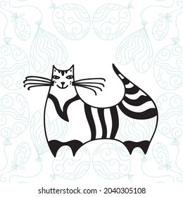 Cute cartoon cat. Vector illustration