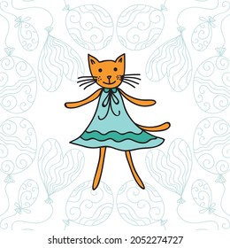 Cute cartoon cat. Vector illustration