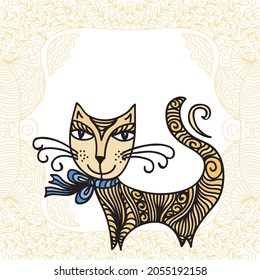 Cute cartoon cat. Vector illustration