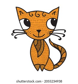 Cute cartoon cat. Vector illustration