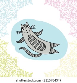 Cute cartoon cat. Vector illustration