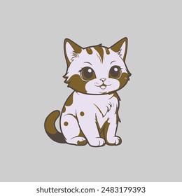 Cute cartoon cat. Vector illustration. Isolated on gray background