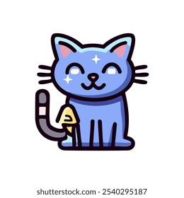 Ilustración vectorial linda del gato de la historieta, icono plano del diseño del estilo del animal doméstico