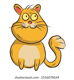 Cute Cartoon Cat Vector Illustration and Sign