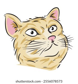 Cute Cartoon Cat Vector Illustration and Sign