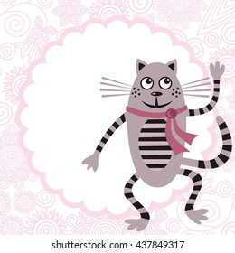 Cute cartoon cat. Vector illustration.