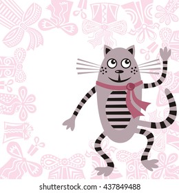 Cute cartoon cat. Vector illustration.