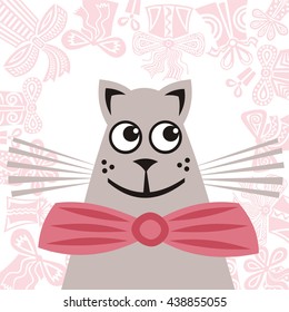 Cute cartoon cat. Vector illustration.