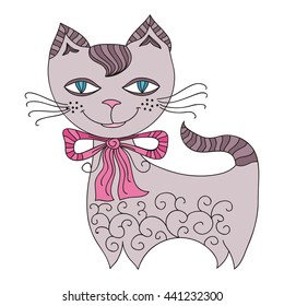 Cute cartoon cat. Vector illustration.