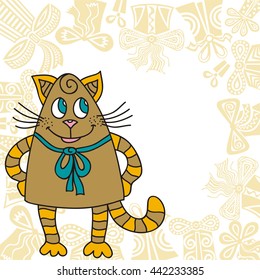 Cute cartoon cat. Vector illustration.