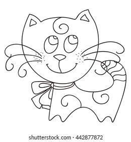 Cute cartoon cat. Vector illustration.