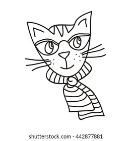 Cute cartoon cat. Vector illustration.