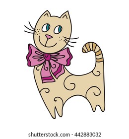 Cute cartoon cat. Vector illustration.