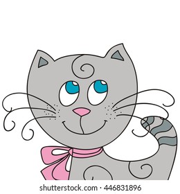 Cute cartoon cat. Vector illustration.
