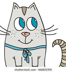 Cute cartoon cat. Vector illustration.