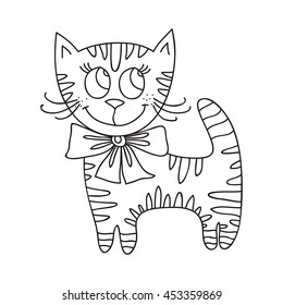 Cute cartoon cat. Vector illustration.