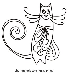 Cute cartoon cat. Vector illustration.