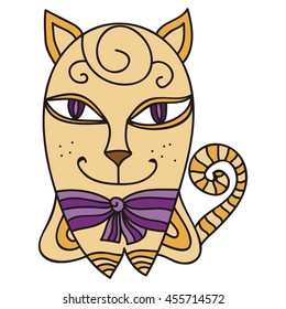 Cute cartoon cat. Vector illustration.