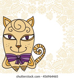 Cute cartoon cat. Vector illustration.