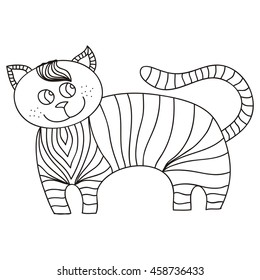 Cute cartoon cat. Vector illustration.