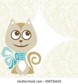 Cute cartoon cat. Vector illustration.