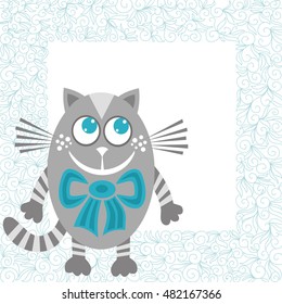 Cute cartoon cat. Vector illustration.