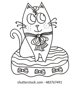 Cute cartoon cat. Vector illustration.