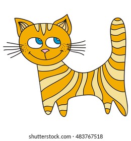 Cute cartoon cat. Vector illustration.