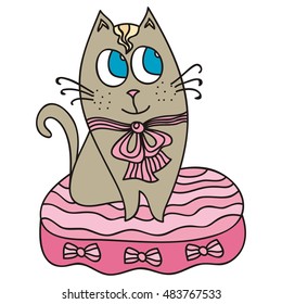Cute cartoon cat. Vector illustration.