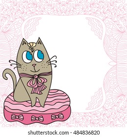 Cute cartoon cat. Vector illustration.