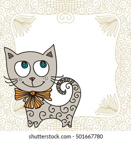 Cute cartoon cat. Vector illustration.