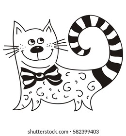 Cute cartoon cat. Vector illustration.