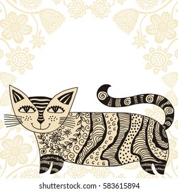 Cute cartoon cat. Vector illustration.