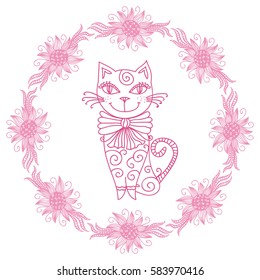 Cute cartoon cat. Vector illustration.