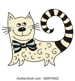 Cute cartoon cat. Vector illustration.
