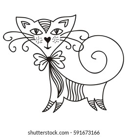 Cute cartoon cat. Vector illustration.