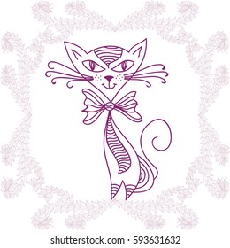 Cute cartoon cat. Vector illustration.