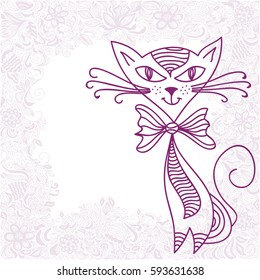 Cute cartoon cat. Vector illustration.