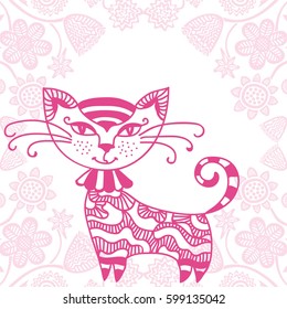 Cute cartoon cat. Vector illustration.