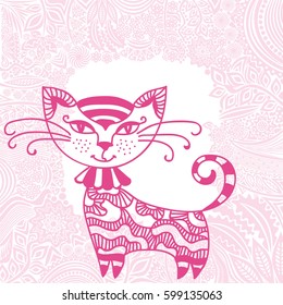 Cute cartoon cat. Vector illustration.