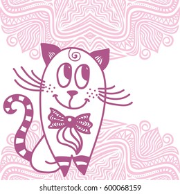 Cute cartoon cat. Vector illustration.