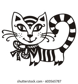 Cute cartoon cat. Vector illustration.