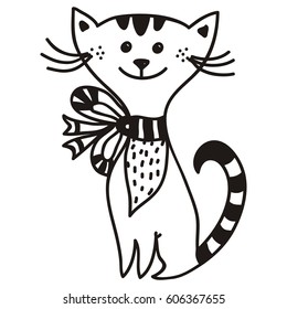 Cute cartoon cat. Vector illustration.
